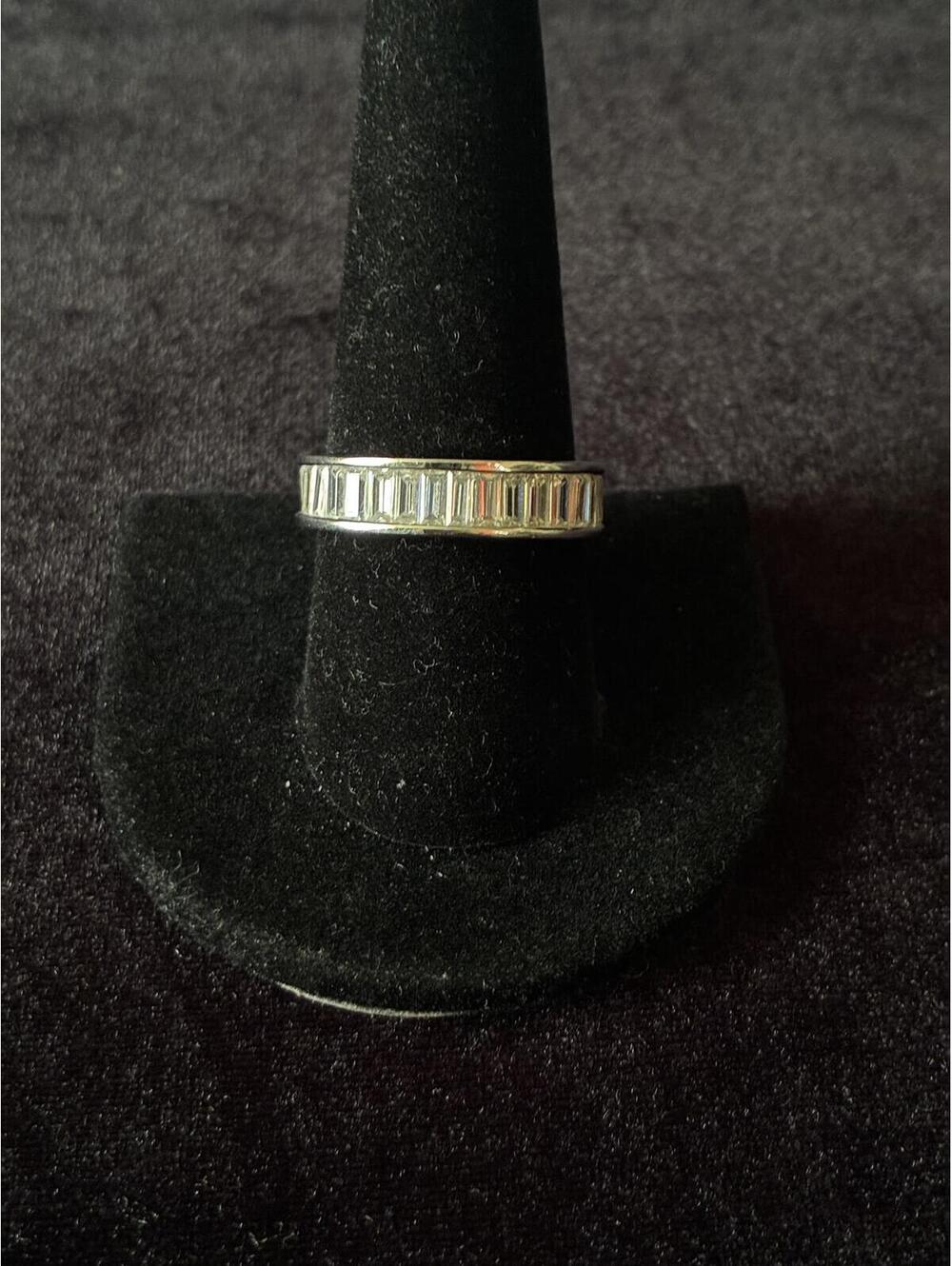 Vintage MFE Stamped 925 Sterling Silver Baguette CZ Eternity Band Ring - Size 10